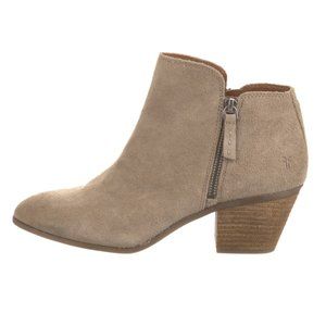 Frye Judith Double Zip Suede Leather Ankle Booties Taupe Size 7